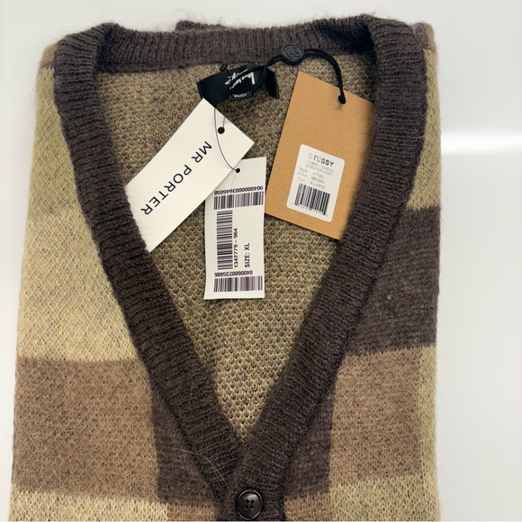 Stussy Wobbly Check Mohair Sweater Vest Brown XL NWT - Picture 3 of 8
